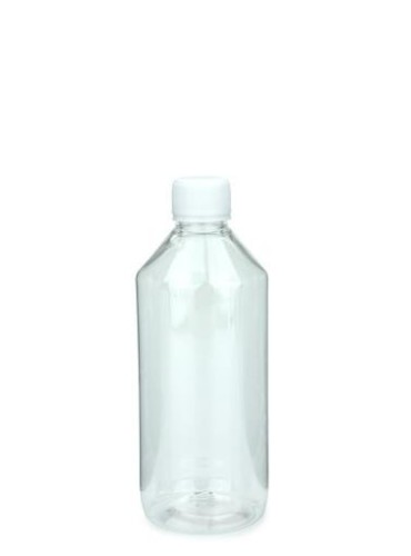 Bottiglia in PET da laboratorio da 500 ml trasparente con tappo a vite PFP 28